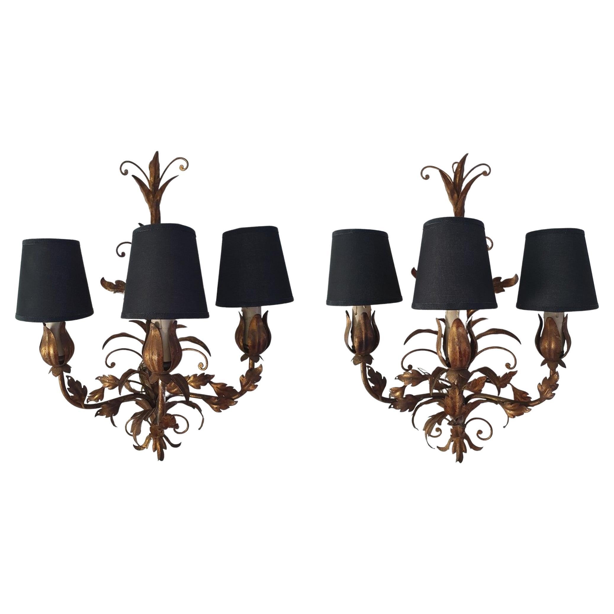 Pair of Venetian Tole Wall Sconces For Sale