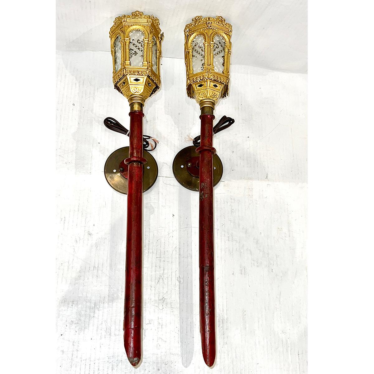 Pair of Venetian Torch Sconces In Good Condition In New York, NY