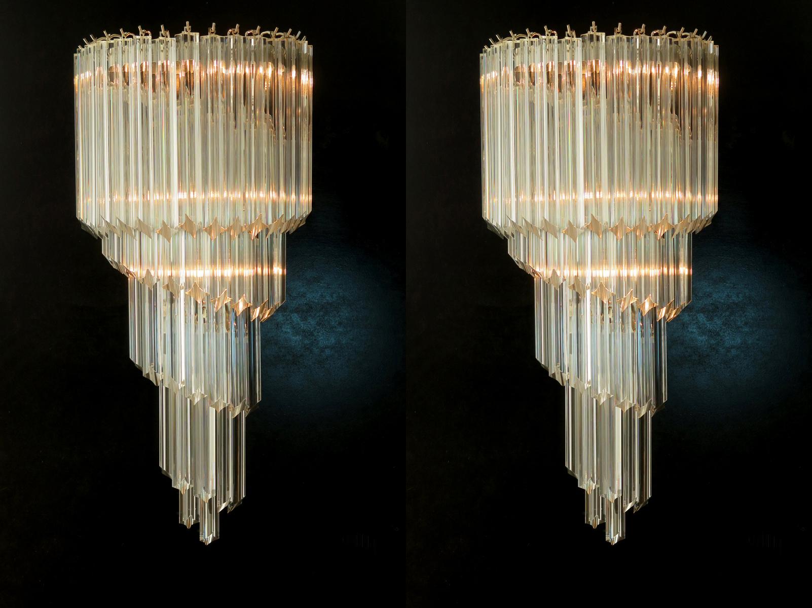 Metal Pair of Venetian Wall Sconces, Murano, 1980s