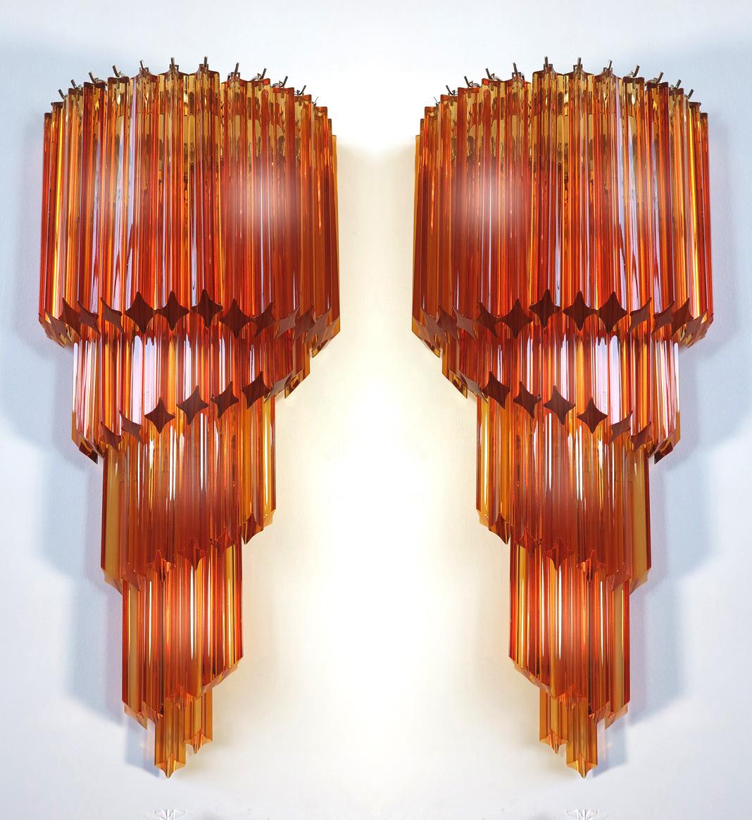 Pair of Venetian Wall Sconces, Murano, 1980s In Excellent Condition For Sale In Budapest, HU