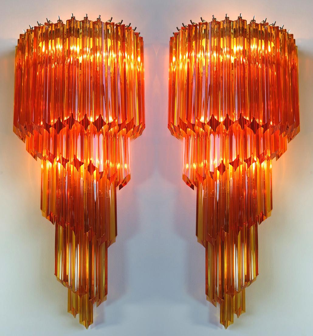 Metal Pair of Venetian Wall Sconces, Murano, 1980s For Sale