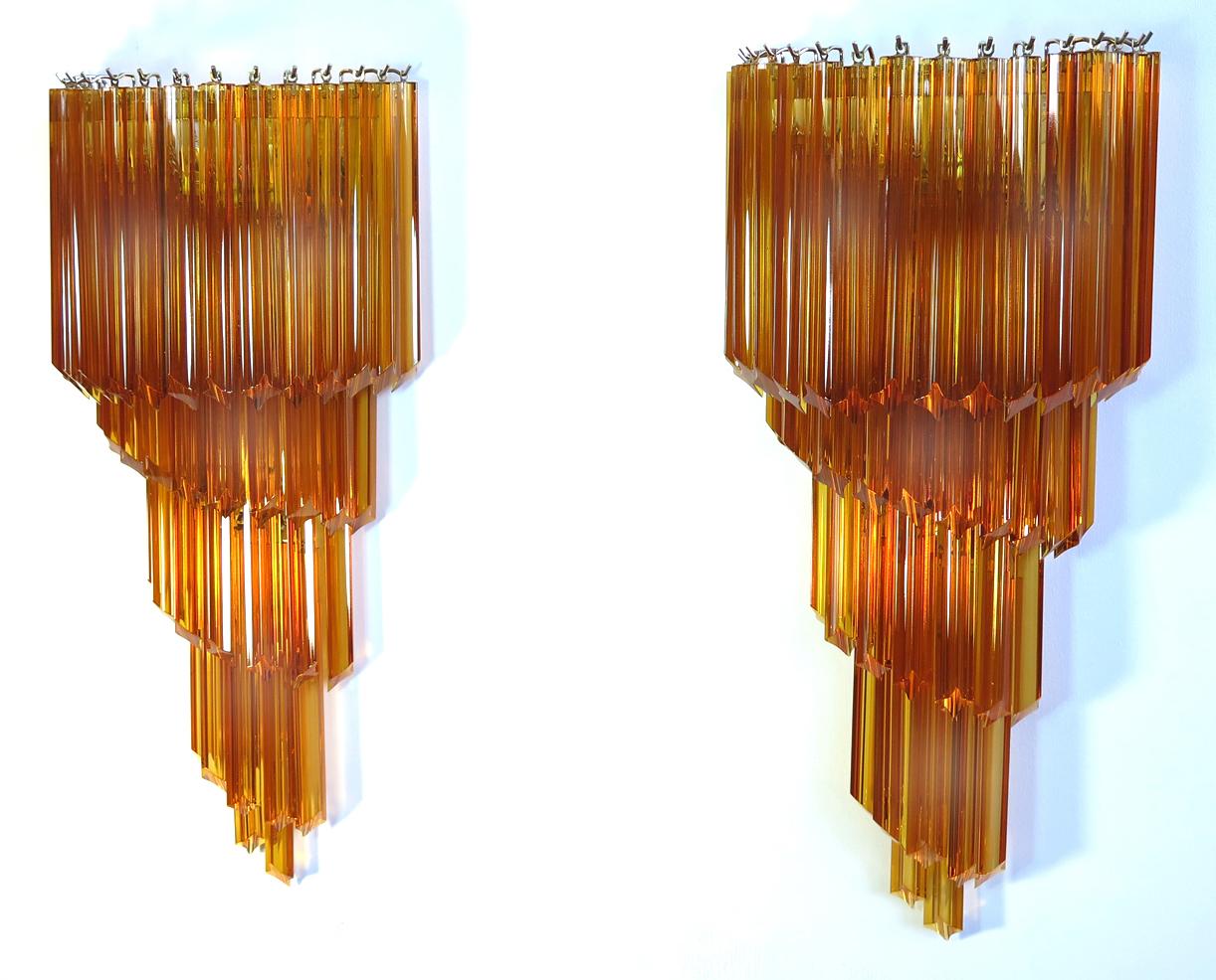Pair of Venetian Wall Sconces, Murano, 1980s For Sale 1