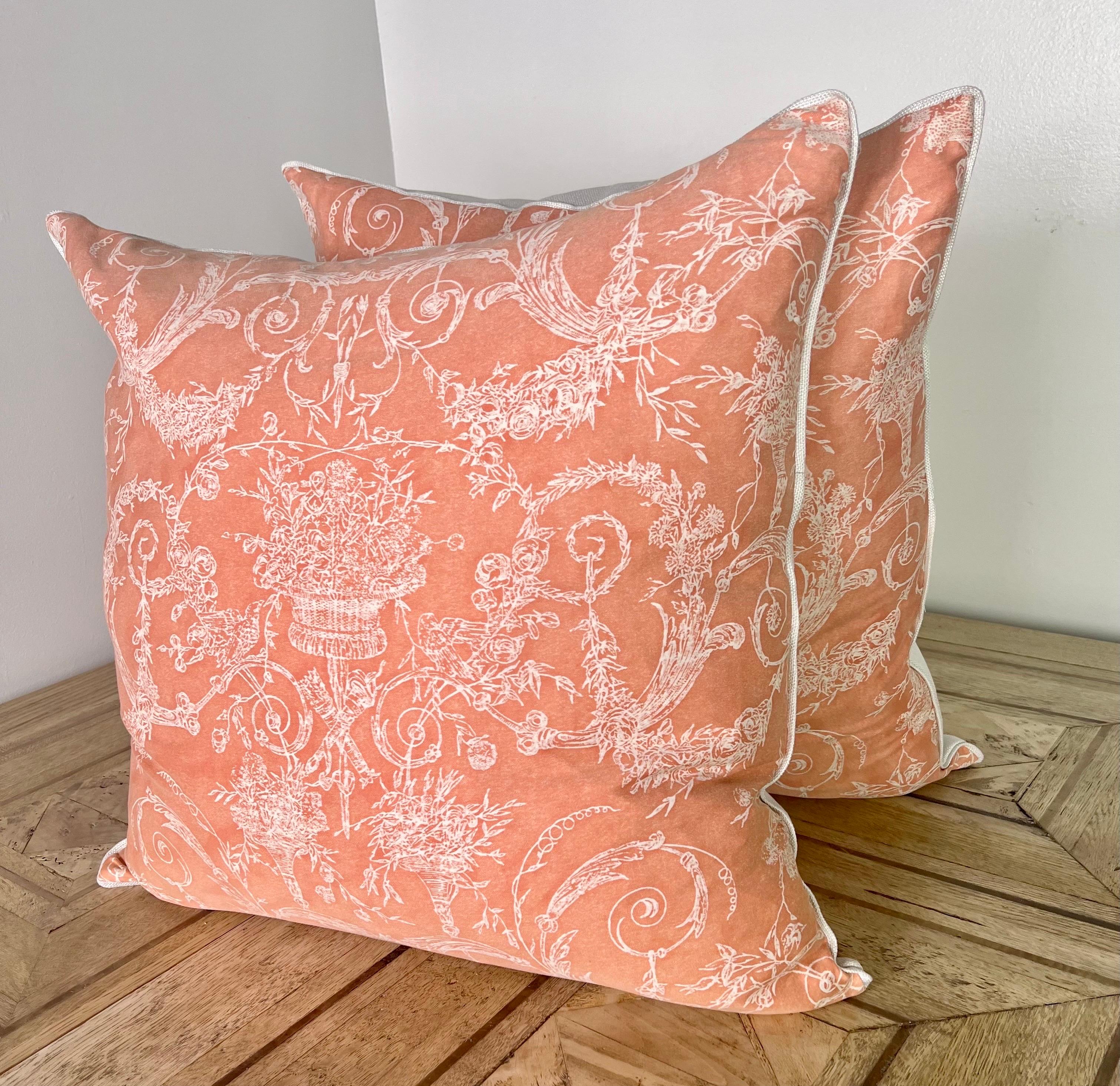 Pair of Venezianina Patterned Fortuny Textile Pillows For Sale 1