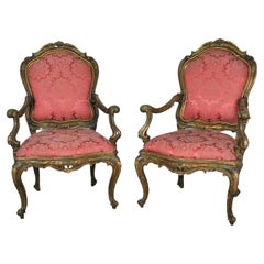 Pair of Venice Armchairs, Lacquered, with Chassis, Late 19th Century