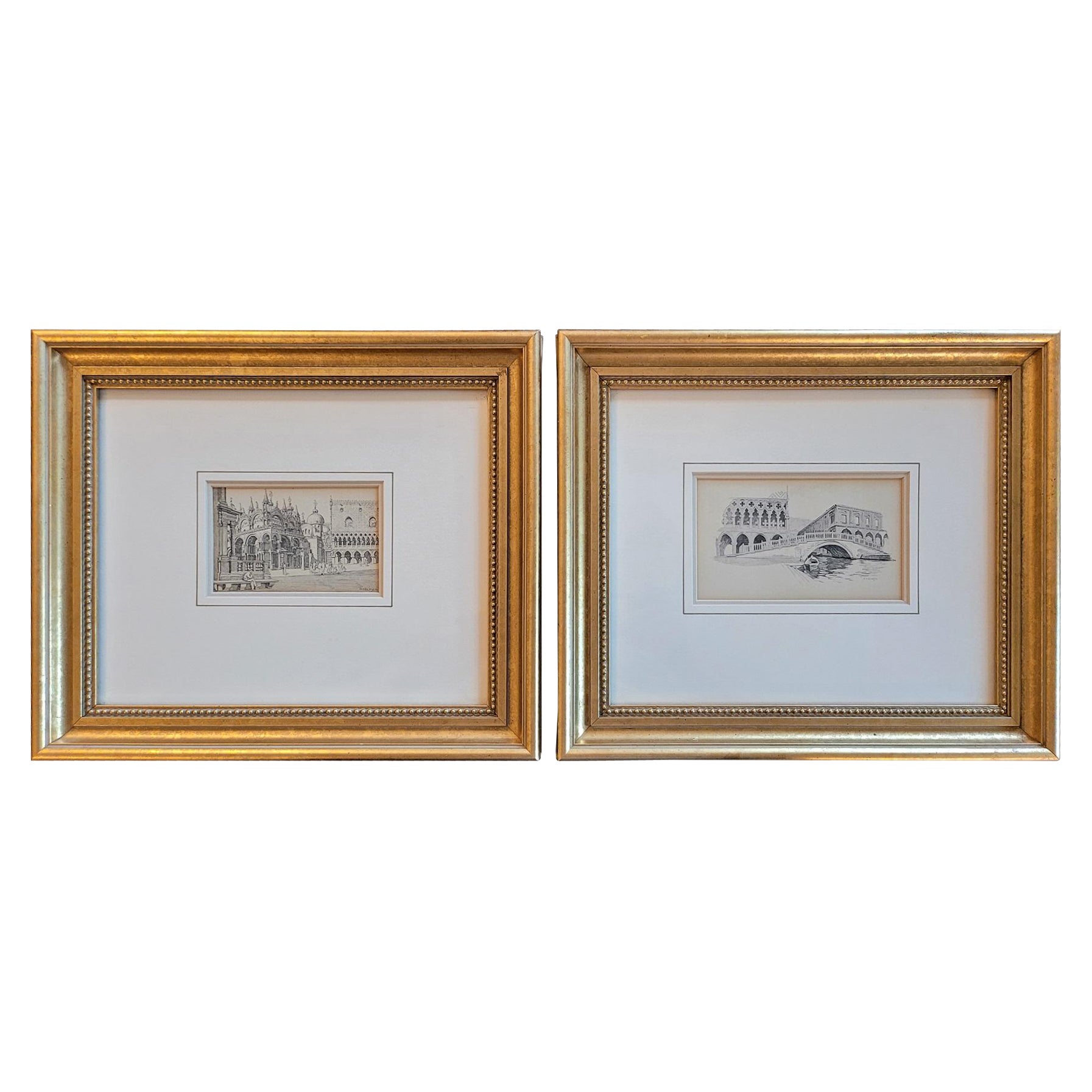 Pair of Venice Etchings by N Erichsen 1904