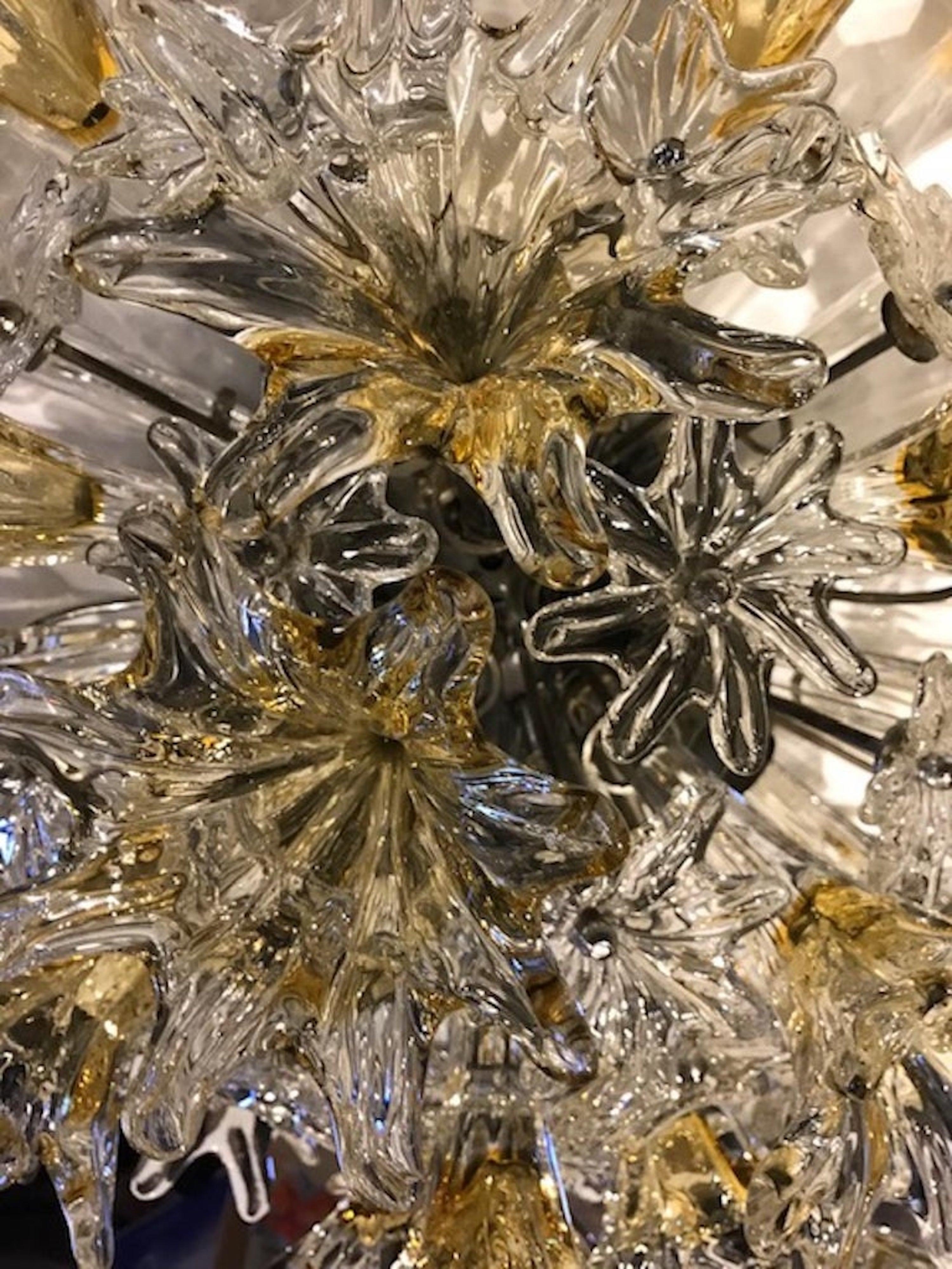 Pair of Venini 1970s Esprit Ceiling Mount Fixture by Toni Zuccheri In Good Condition For Sale In Montclair, NY