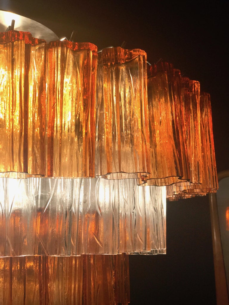 Venini Amber and Ice Color Murano Glass Chandelier or Flush Mount, 1970 For Sale 8