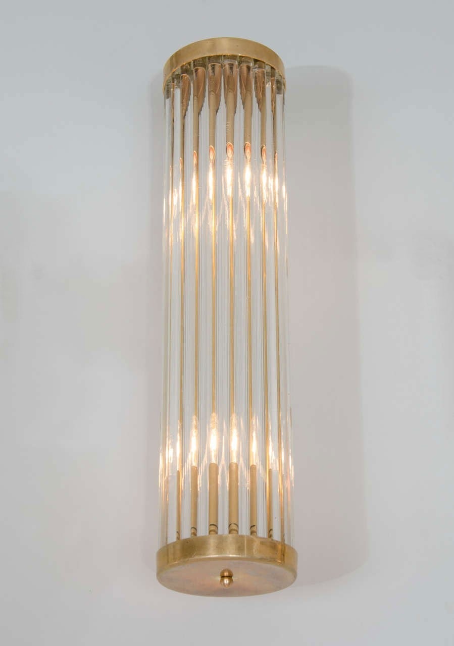Mid-Century Modern Pair of brass Italian Arm Wall Lights