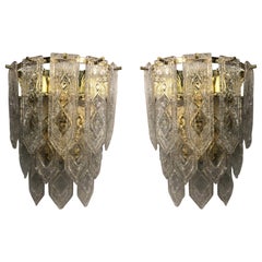 Pair of Venini Art Deco Geometric Pattern Sconces