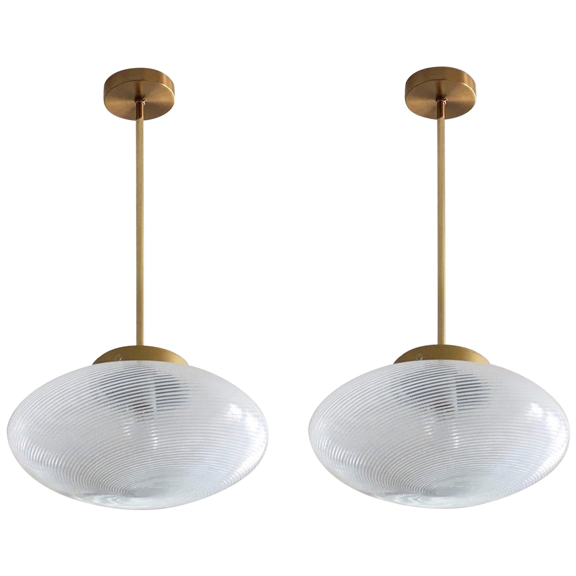 Pair of Venini Blown Murano Glass Pendants by Ludovico Diaz De Santillan, 1960s