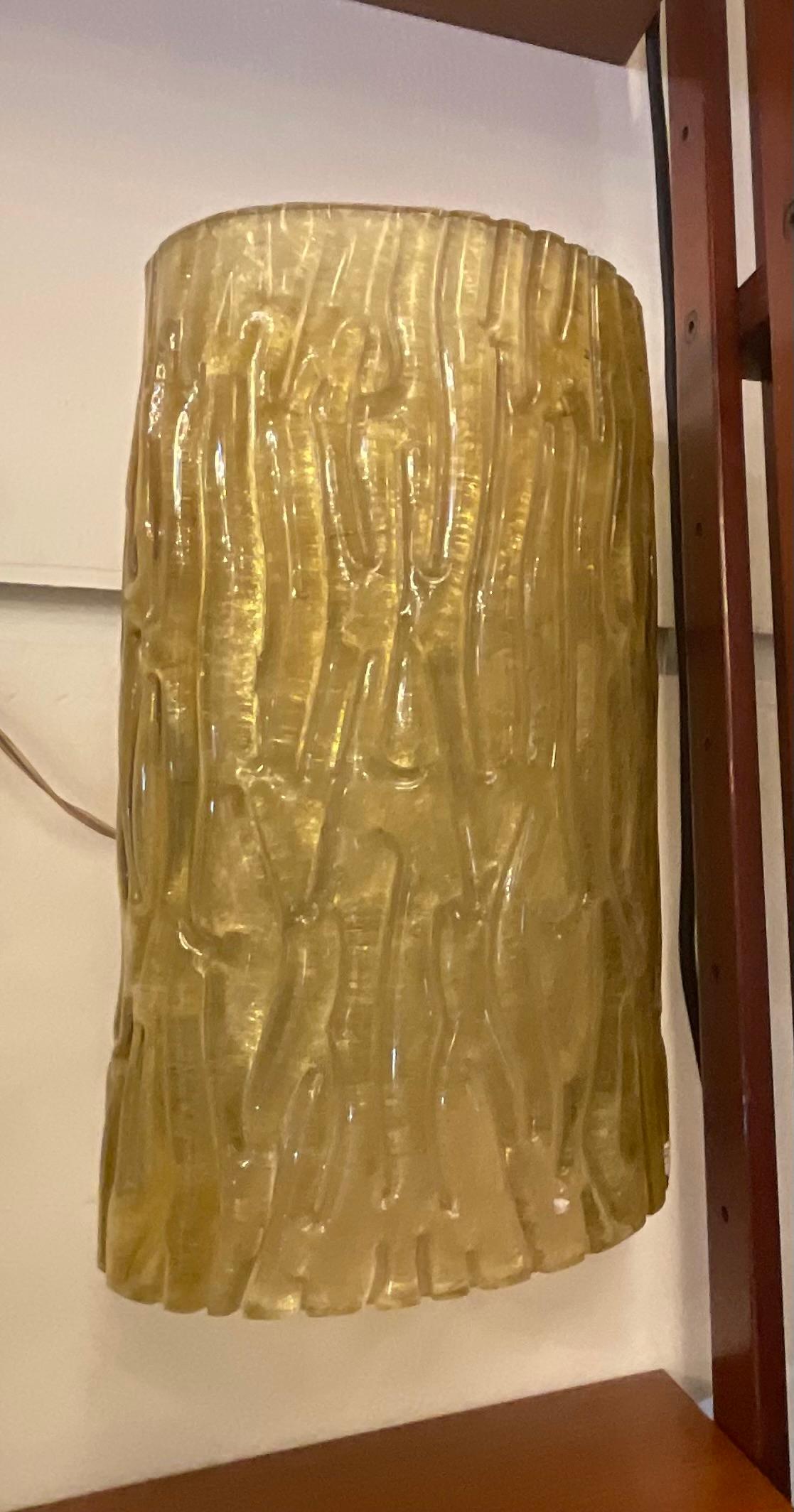 VENINI - Toni ZUCCHERI -  Pair Sconces - Gold Murano glass - Italy 1950. For Sale 2