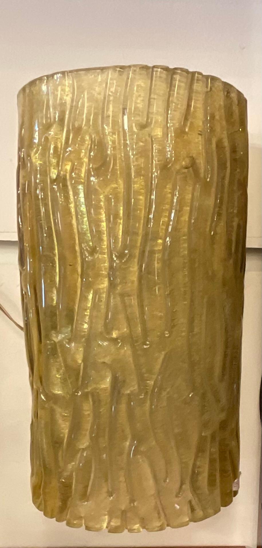 Murano Glass VENINI - Toni ZUCCHERI -  Pair Sconces - Gold Murano glass - Italy 1950. For Sale