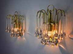 Pair of Venini "drop" wall lights, 2 levels, Murano glass, Italy, 1970