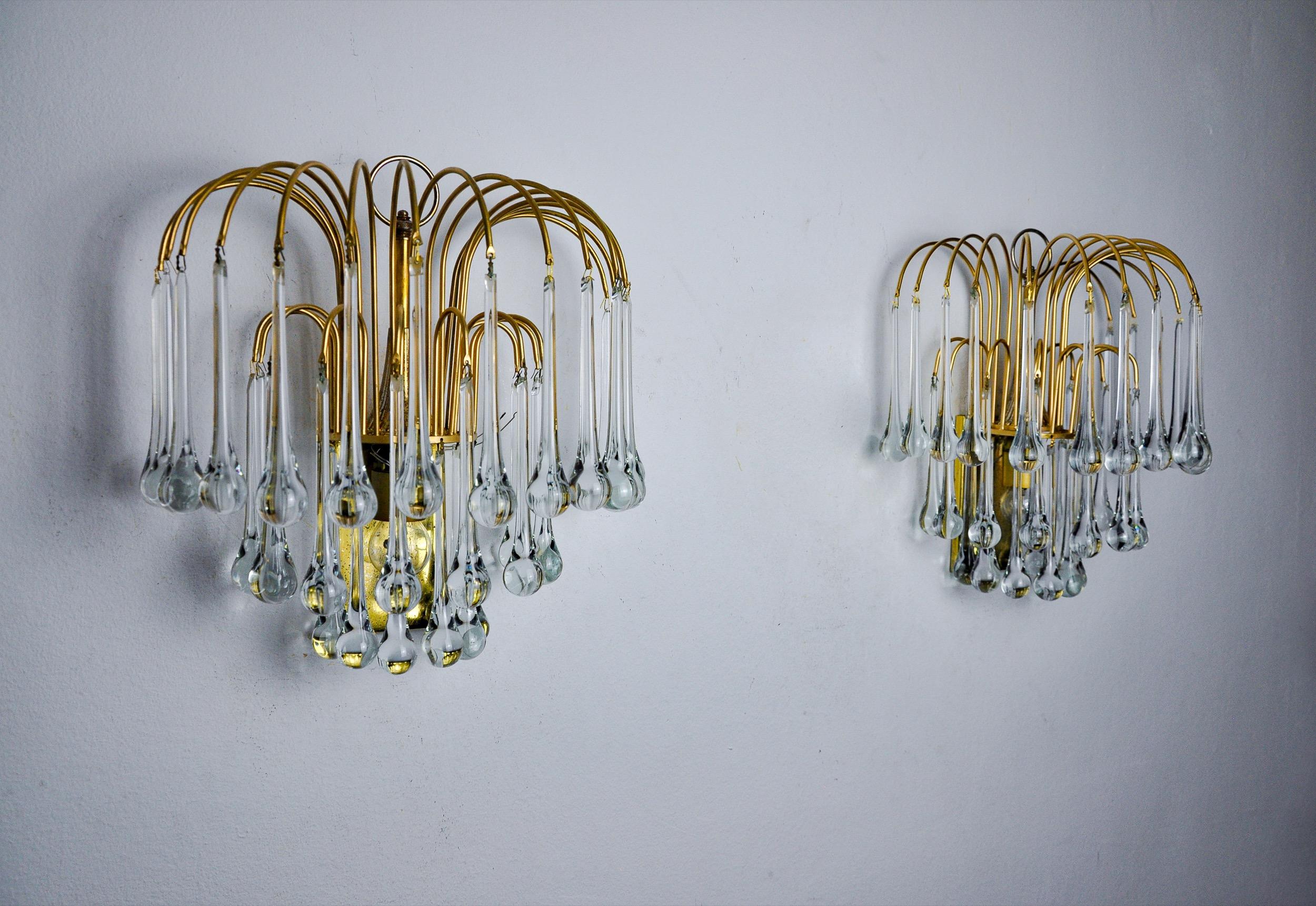 Hollywood Regency Coppia di applique Venini 