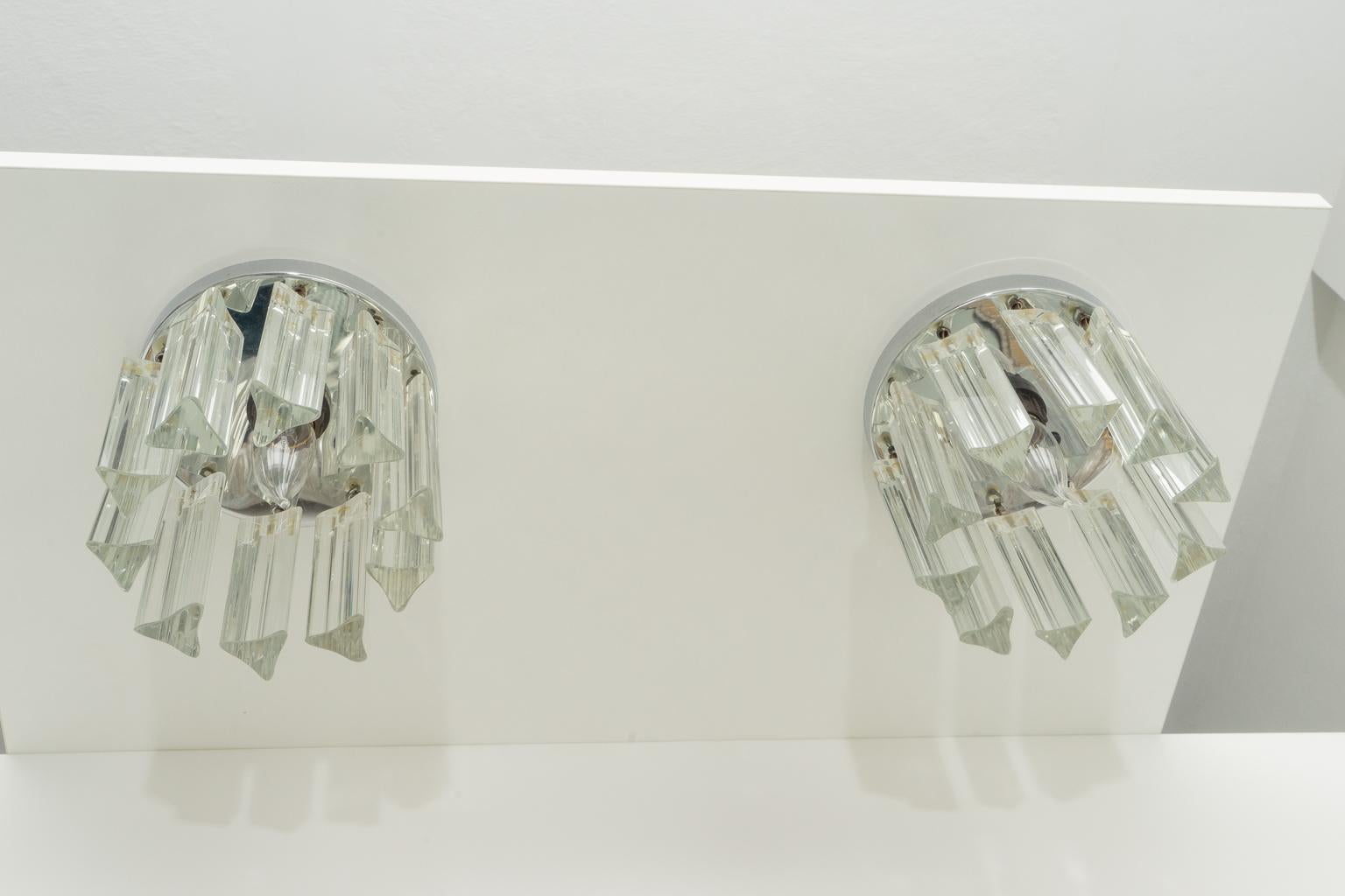 Murano Glass Pair of Venini Flushmount Chandeliers For Sale