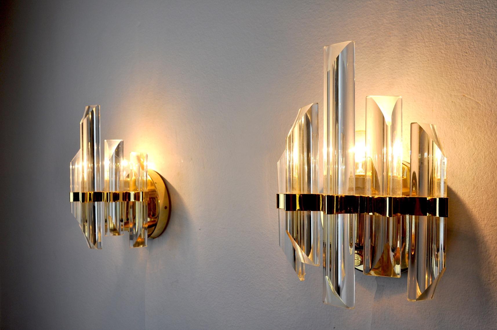 Late 20th Century Pair of Venini Glass Sconces Italy 1970 For Sale