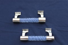 Pair of Venini handles in Murano glass Torcello and Brass 1940s Gold