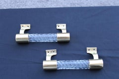 Coppia di maniglie Venini in vetro di Murano Torcello e ottone 1940s Oro