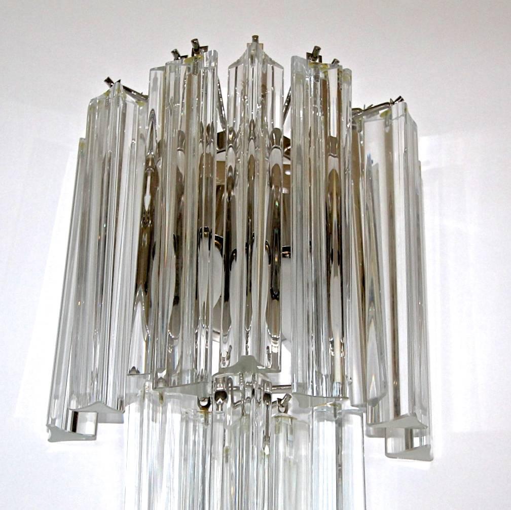 Pair of Venini Italian Triedri Glass Wall Sconces For Sale 5