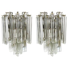 Pair of Venini Italian Triedri Glass Wall Sconces