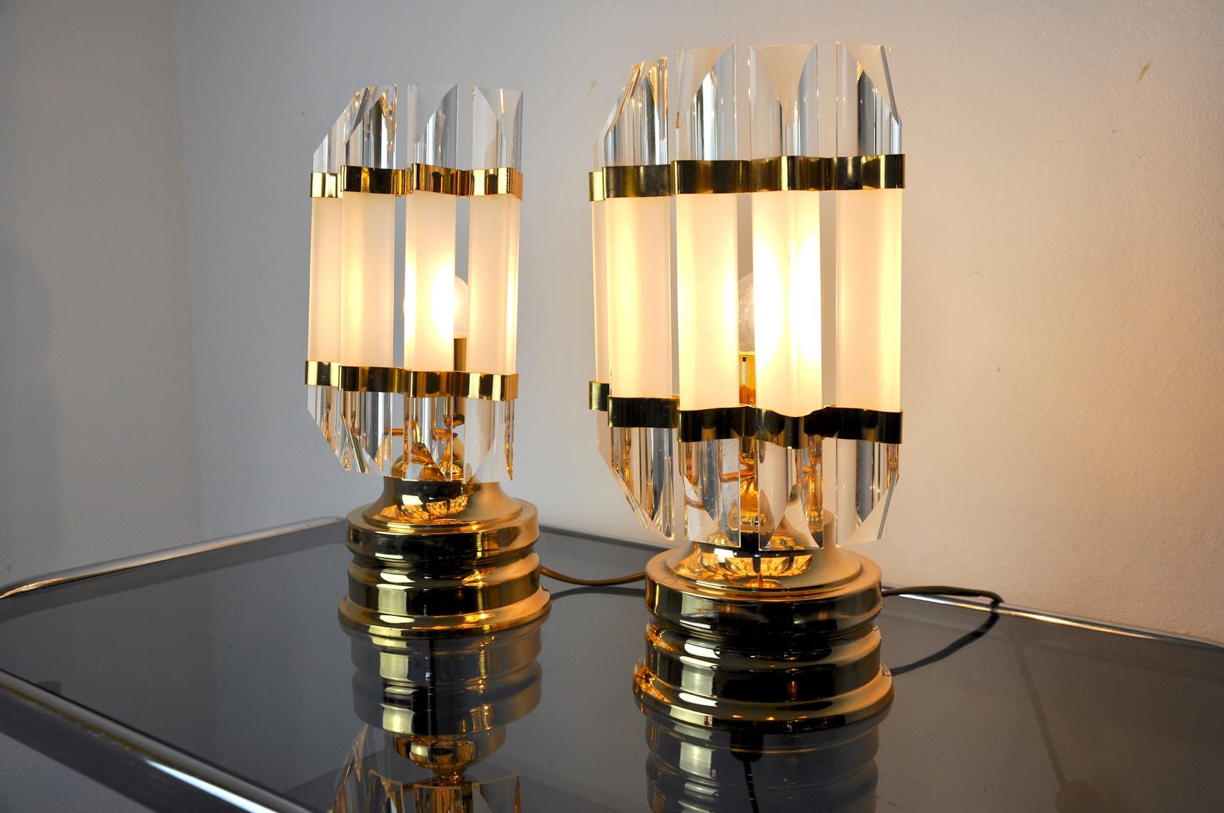 Pair of Venini Lamps, Murano Glass, Italy, 1980 1