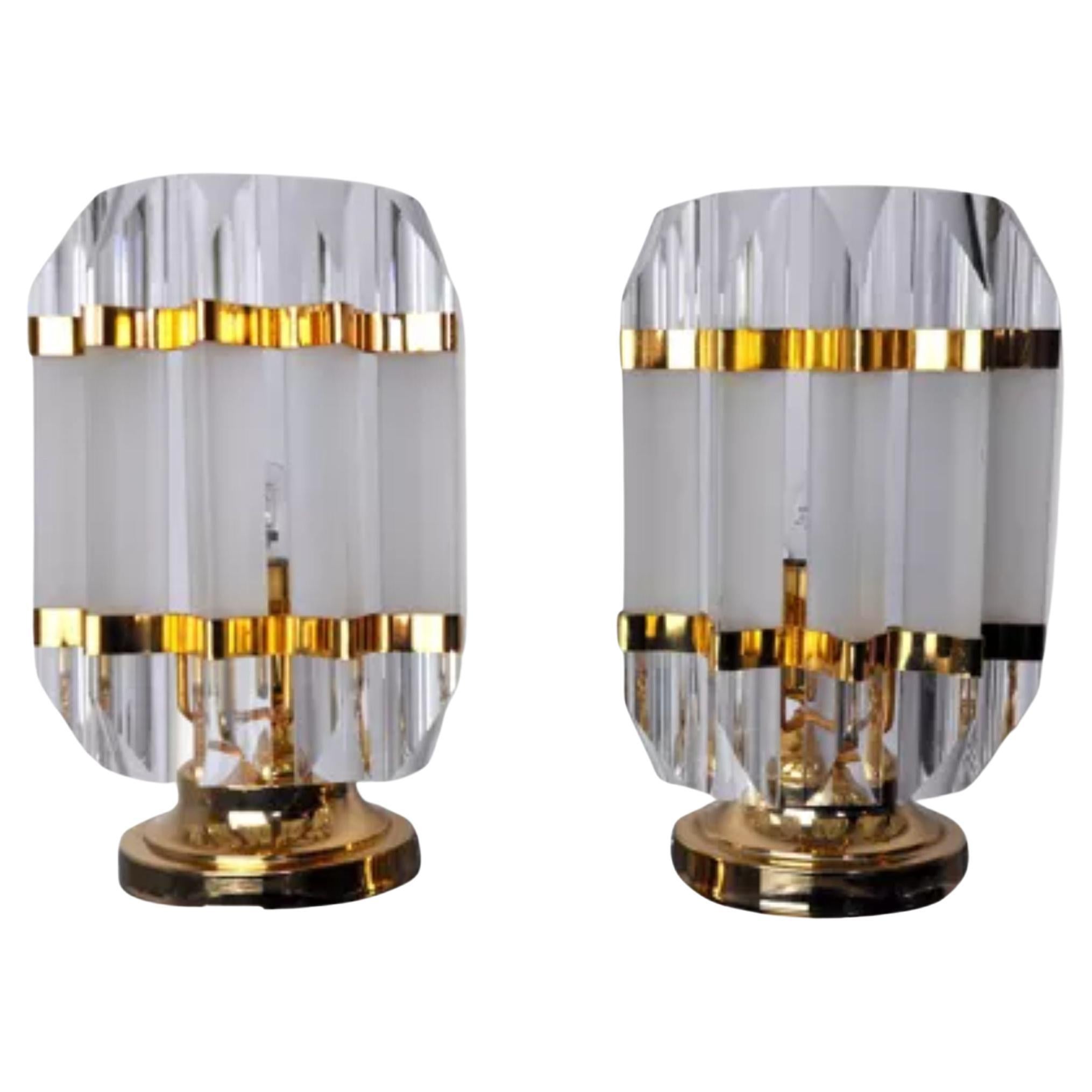 Important Pair of Murano Glass and Brass Lamps by Venini at 1stDibs