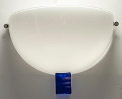 Pair of Venini Lattimo Murano Glass Italian "Victor" Sconces, 1991