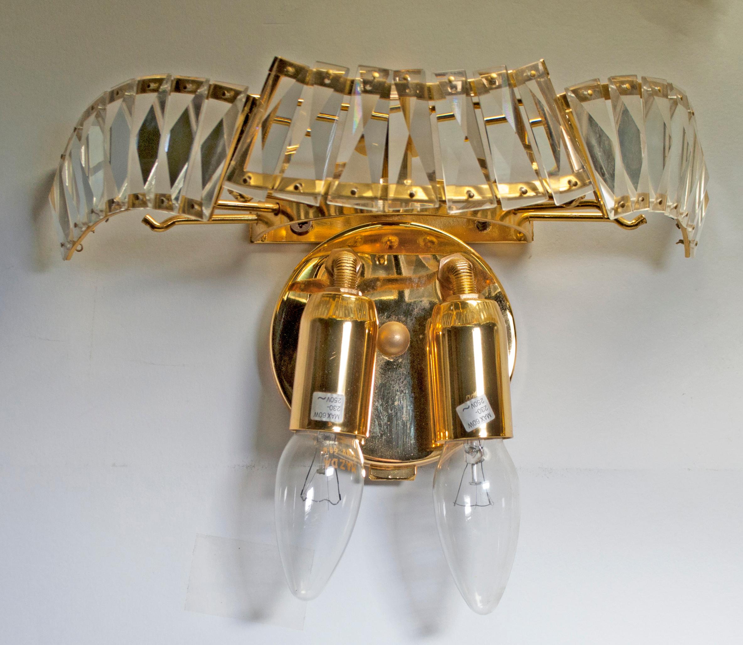 Pair of Venini Mid-Century Brass and Murano Glass 