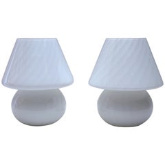 Pair of Venini Mid-Century Modern Murano Glass Table Lamps, 1970s
