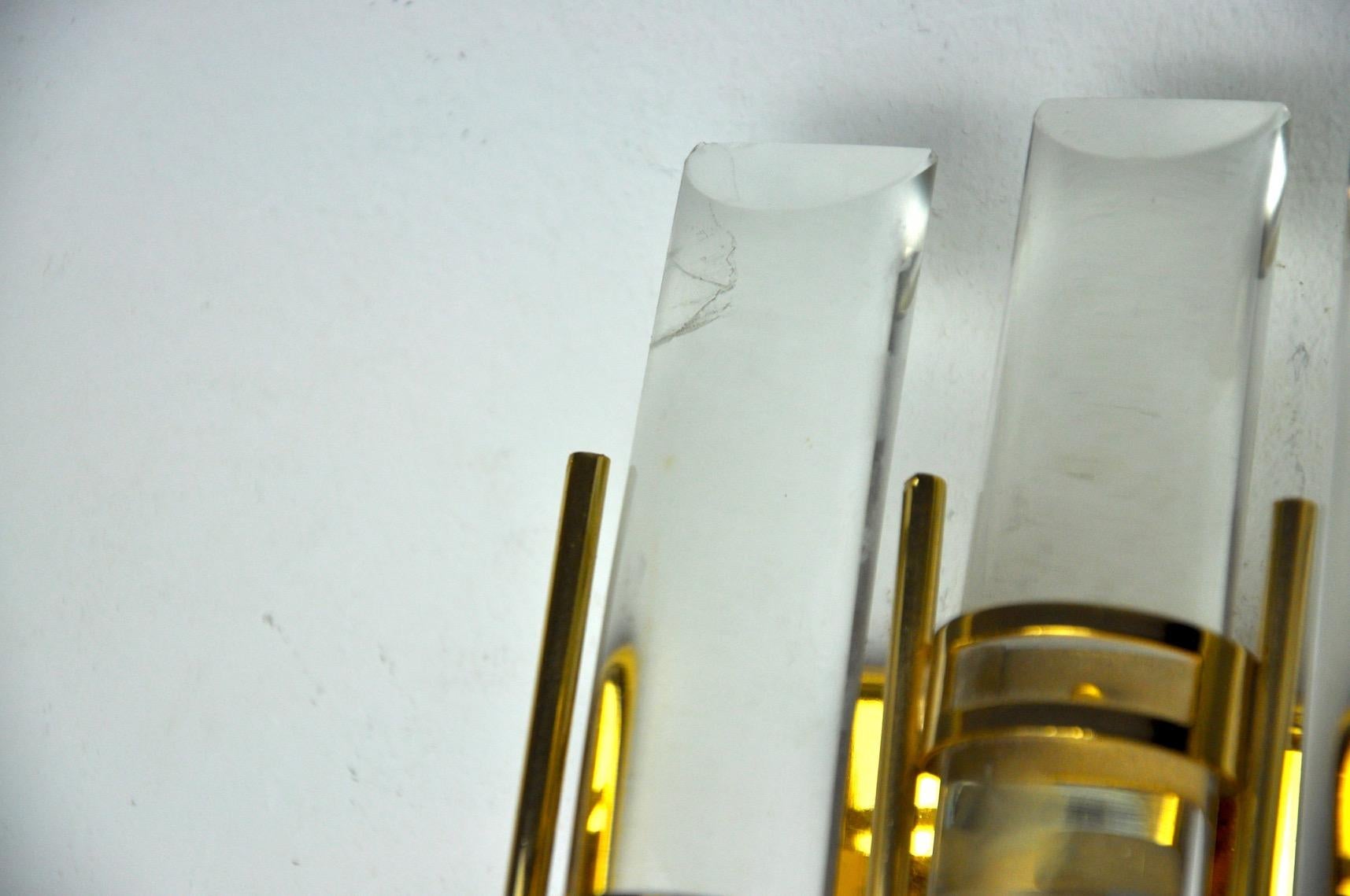 Pair of Venini Murano glass sconces Italy 1970 In Good Condition For Sale In BARCELONA, ES