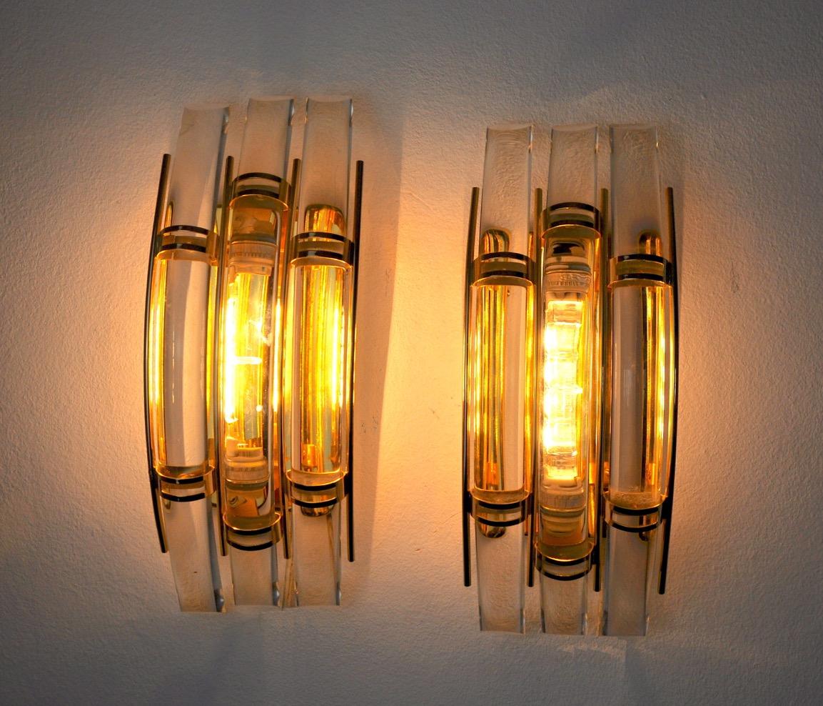 Late 20th Century Pair of Venini Murano glass sconces Italy 1970 For Sale
