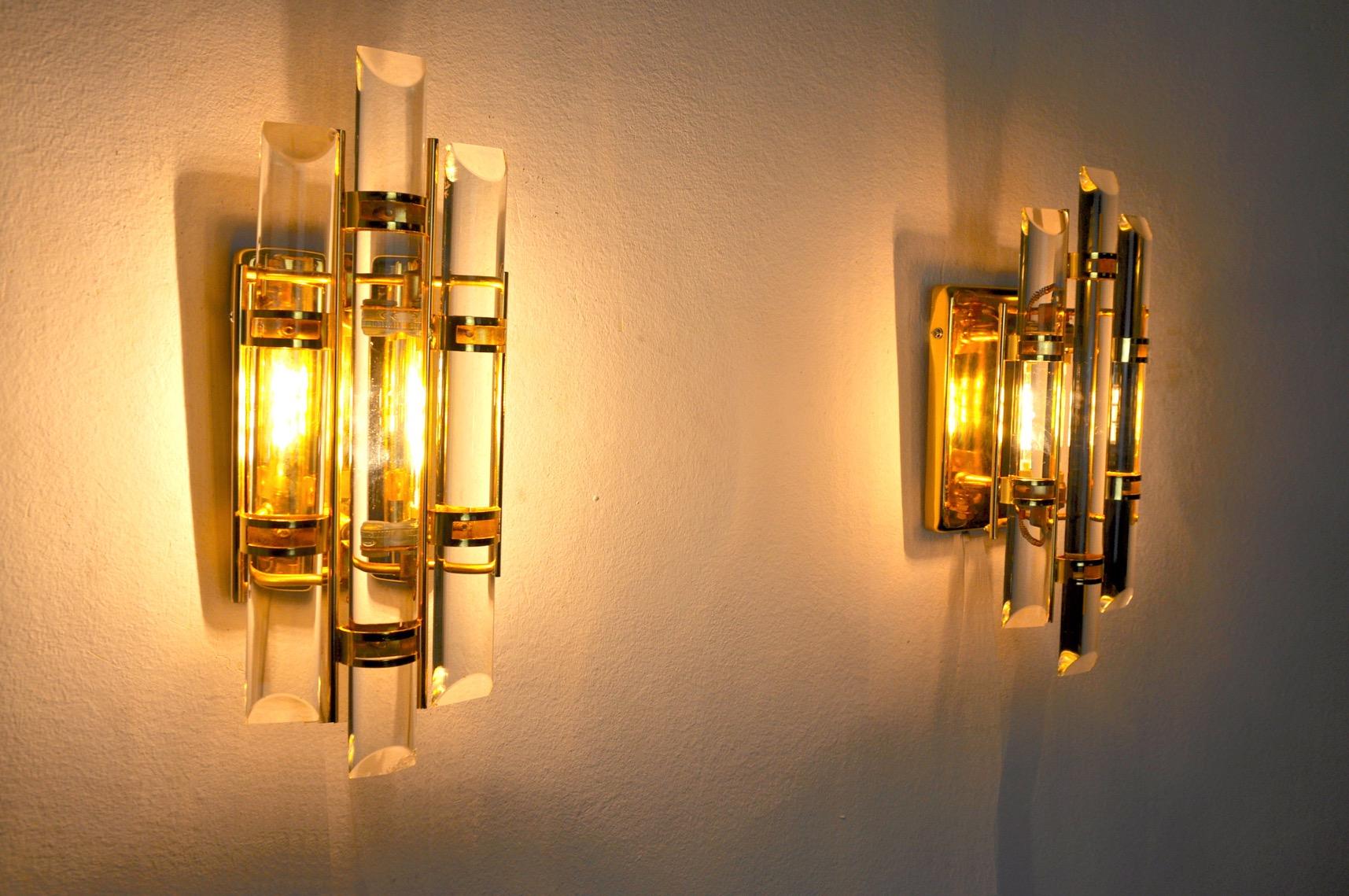 Late 20th Century Pair of Venini Murano glass sconces Italy 1970 For Sale