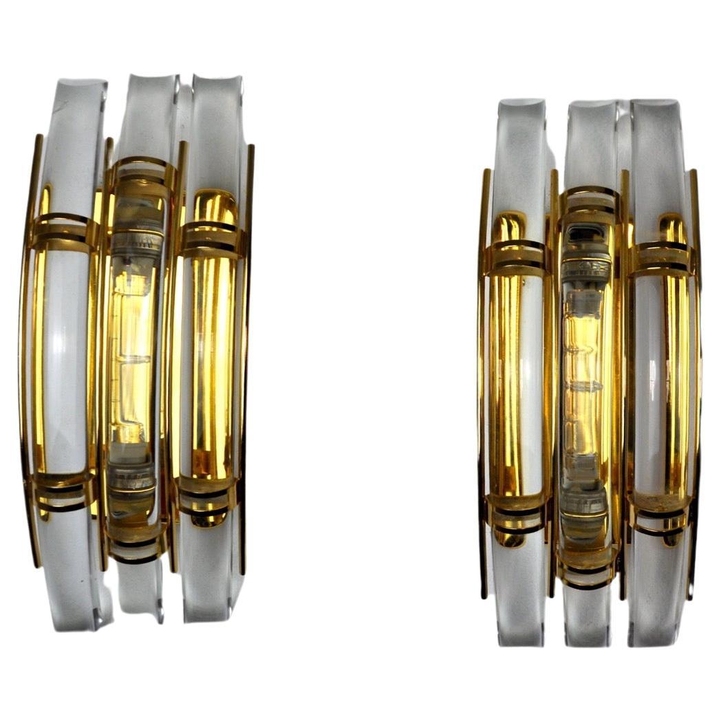 Pair of Venini Murano glass sconces Italy 1970 For Sale