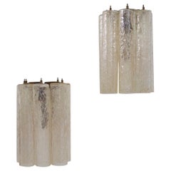 Pair of Venini Murano Glass Tubular Wall Scones
