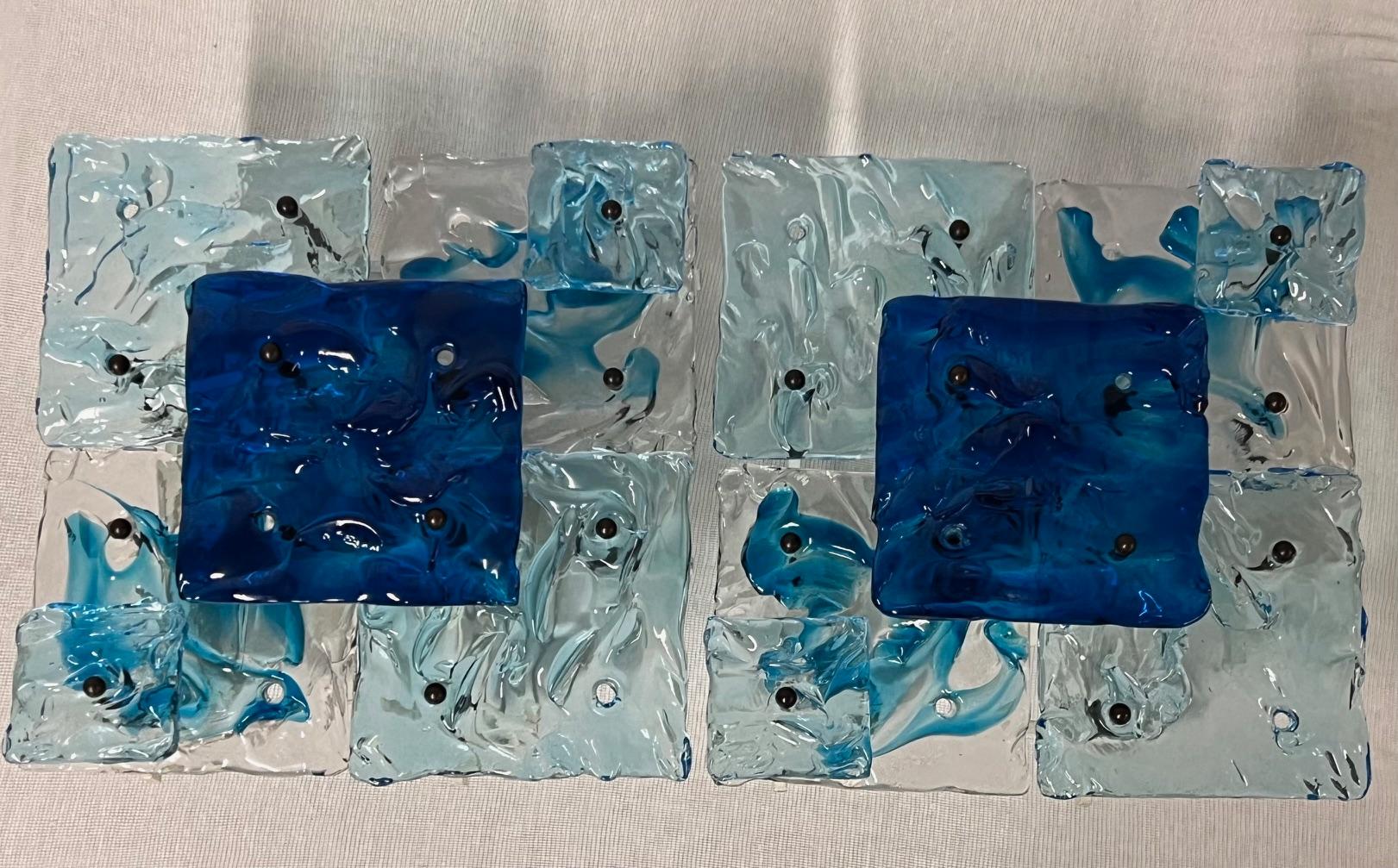 Beautiful blue Italian Patchwork Murano Glass Sconces by Toni Zuccheri for Venini
1970s
Set of 2