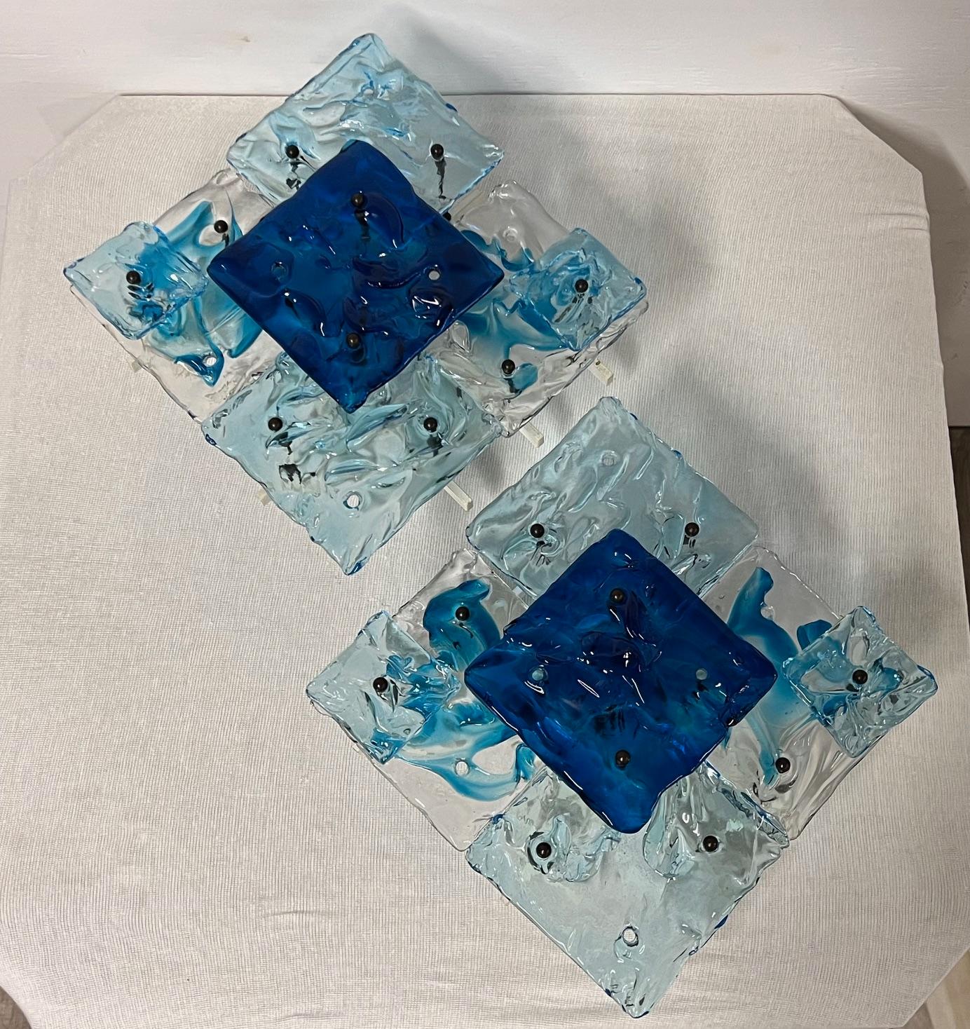 Pair of Venini Patchwork Murano Glass Sconces In Good Condition For Sale In Red Lion, PA