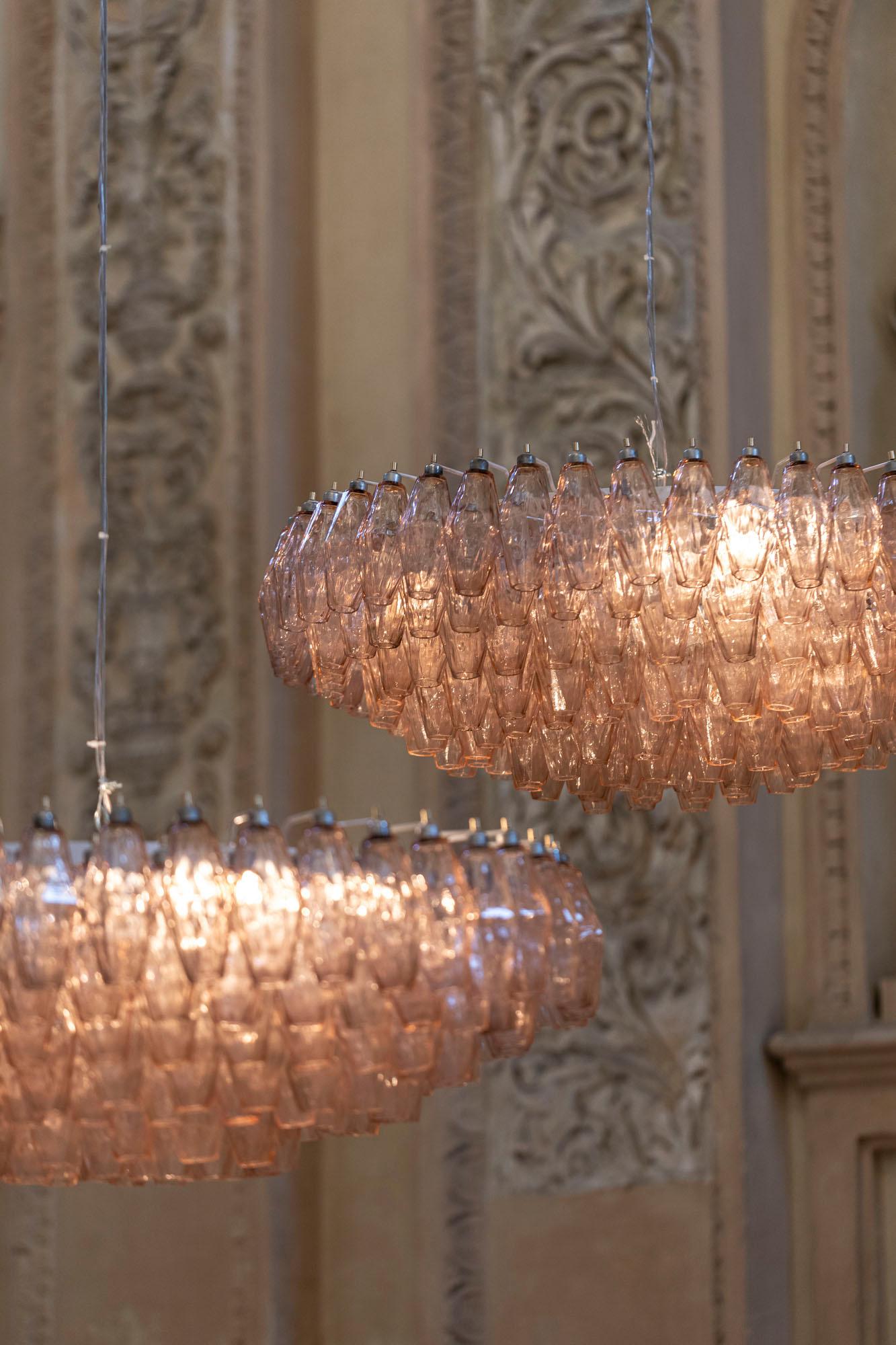 Italian Pair of Venini Poliedri Chandeliers