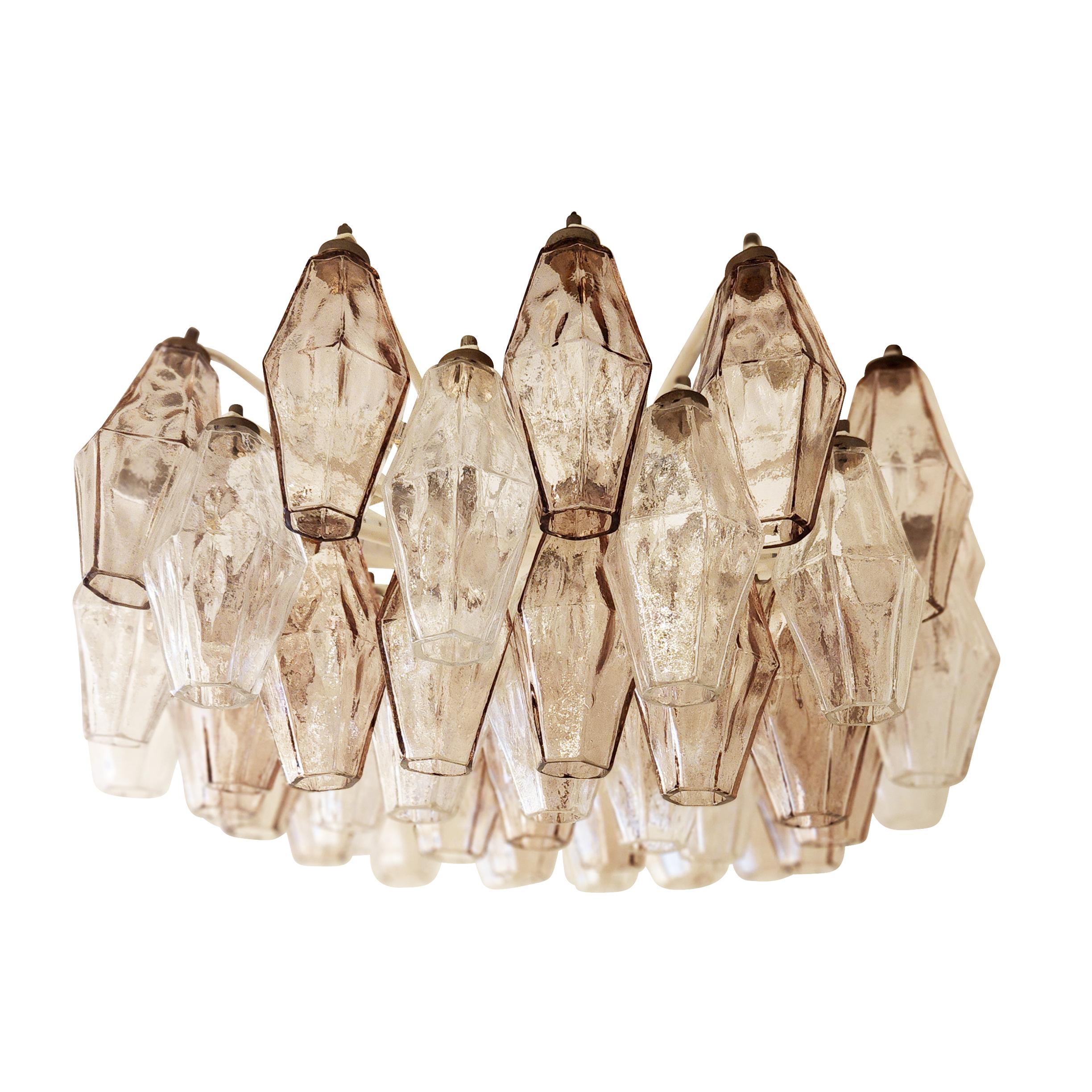 Pair of Venini Poliedri Chandeliers, Italy, 1960s In Good Condition For Sale In New York, NY