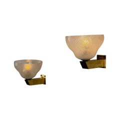 Paar Venini "Reticello"-Wandleuchter, Carlo Scarpa zugeschrieben, um 1940