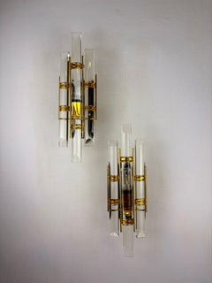 Pair of Venini sconce, Murano cut glass, Italy, 1970