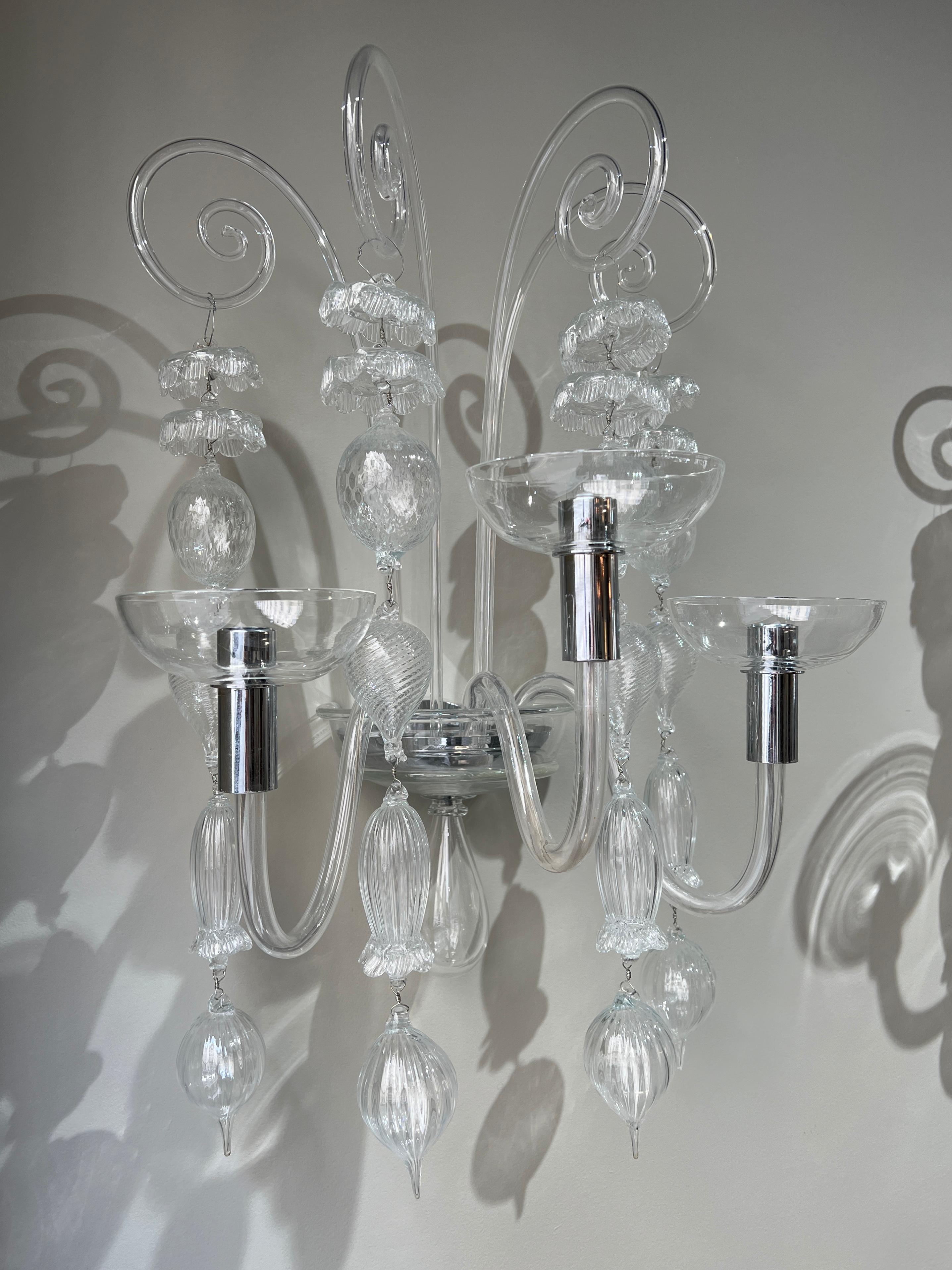 Pair of Venini Sconces Italy 1990  In Excellent Condition For Sale In PARIS, FR