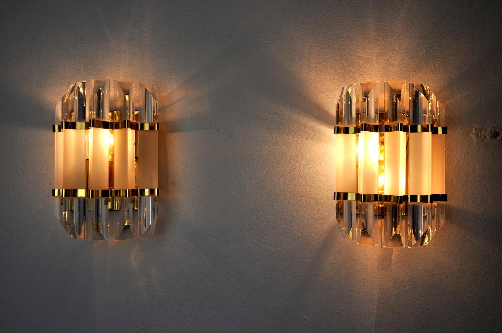 Pair of Venini Sconces, Glass, Italy, 1970 In Good Condition For Sale In BARCELONA, ES