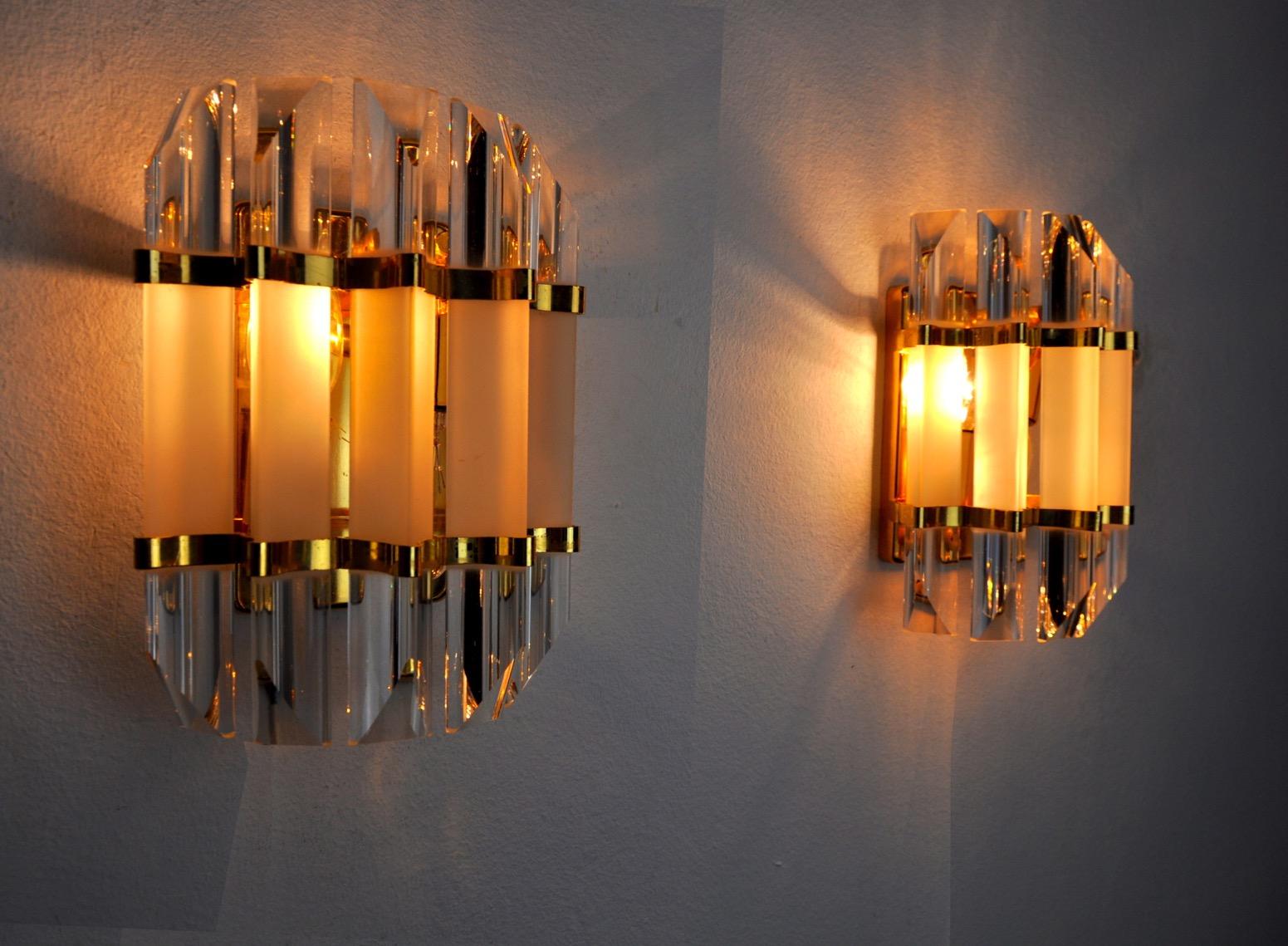 Crystal Pair of Venini Sconces, Glass, Italy, 1970 For Sale