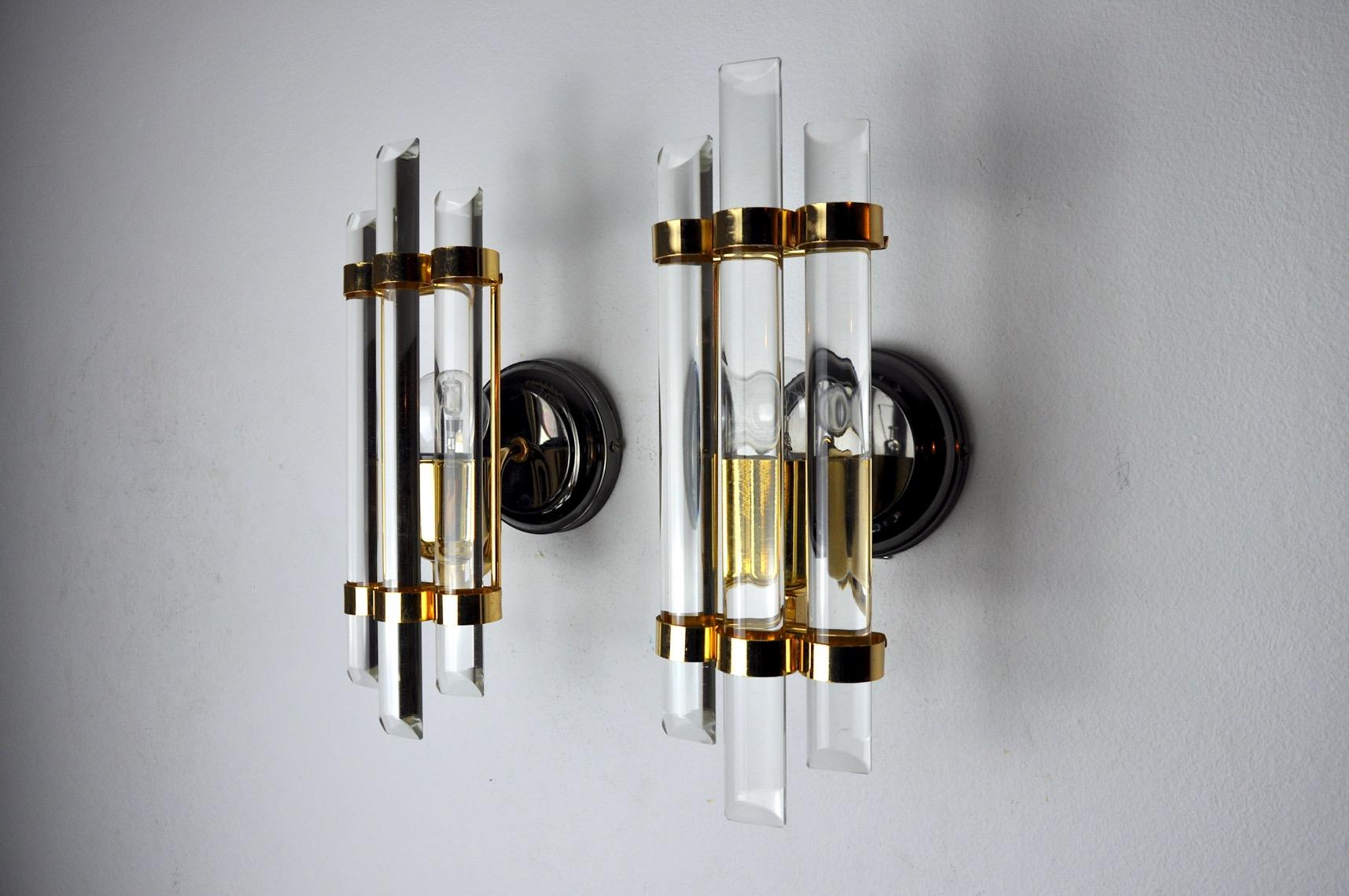 Hollywood Regency Pair of Venini Sconces in Talie Glass, 1970 For Sale