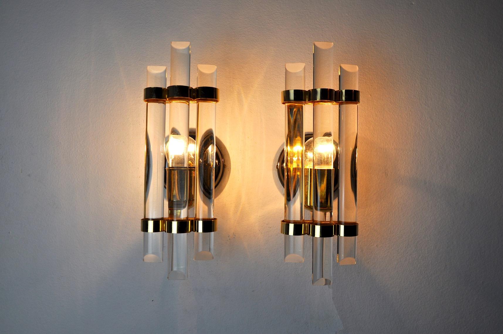 Pair of Venini Sconces in Talie Glass, 1970 In Good Condition For Sale In BARCELONA, ES