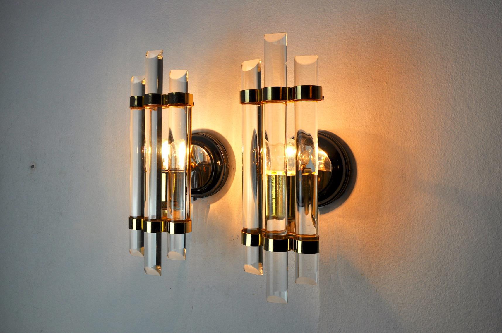 Late 20th Century Pair of Venini Sconces in Talie Glass, 1970 For Sale