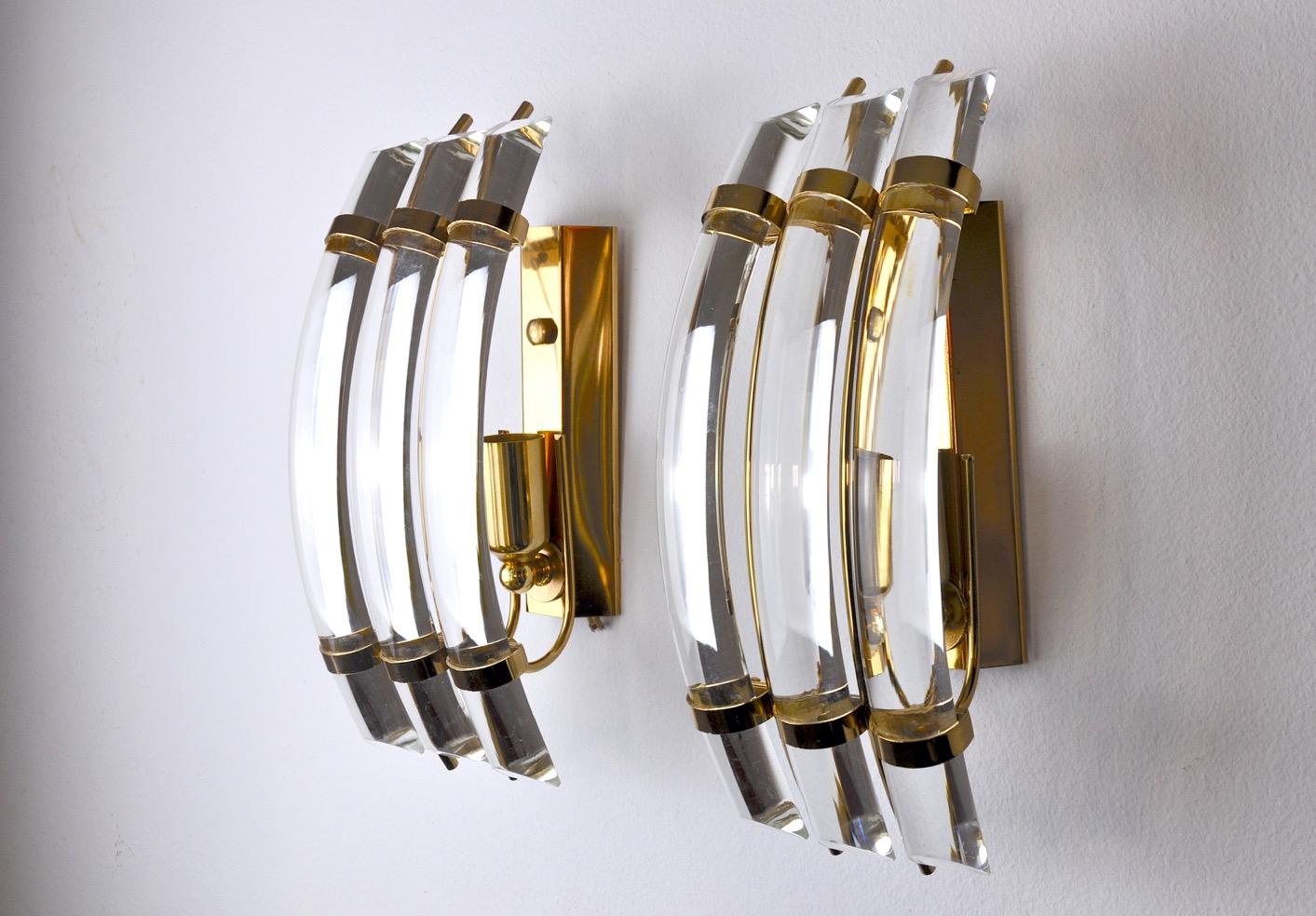 Hollywood Regency Pair of Venini Sconces, Italy, 1970 For Sale