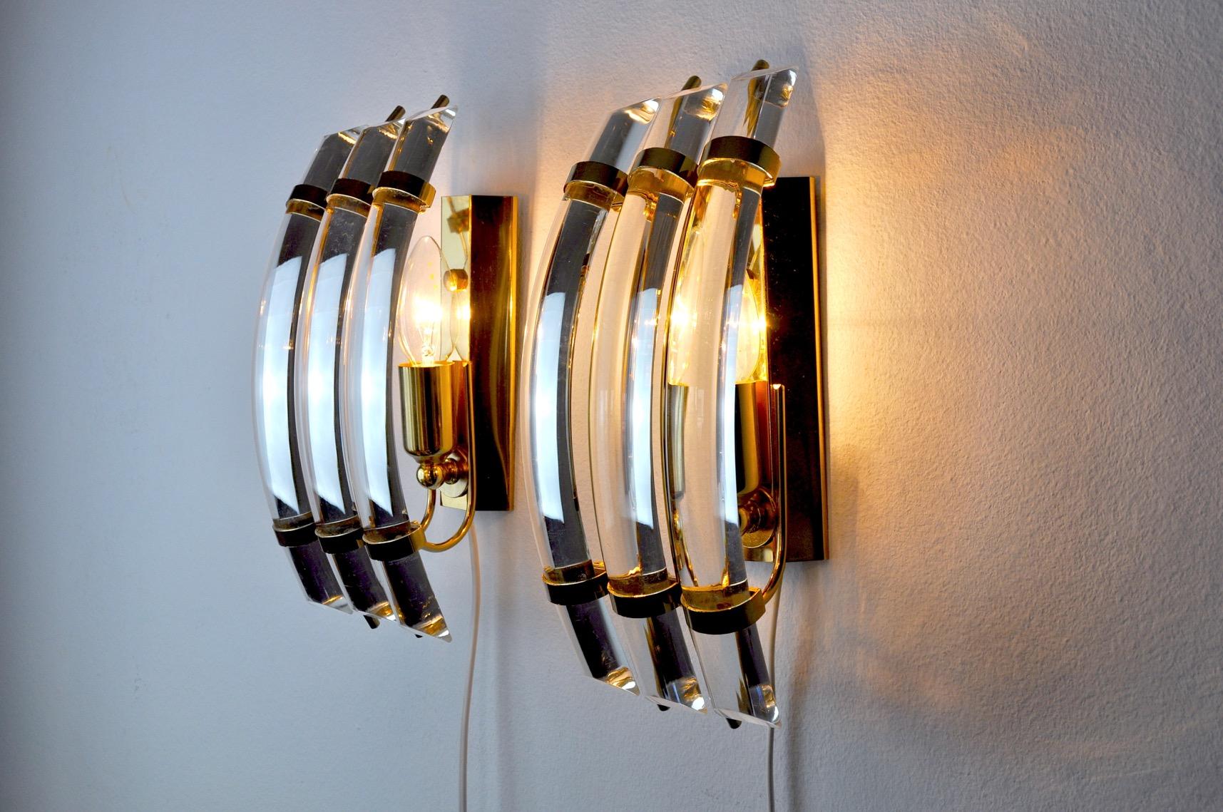Late 20th Century Pair of Venini Sconces, Italy, 1970 For Sale