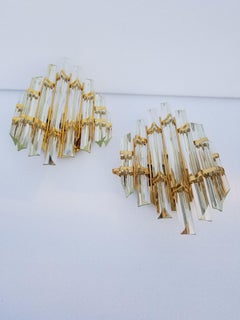 Pair of Venini Style Crystal Sconces