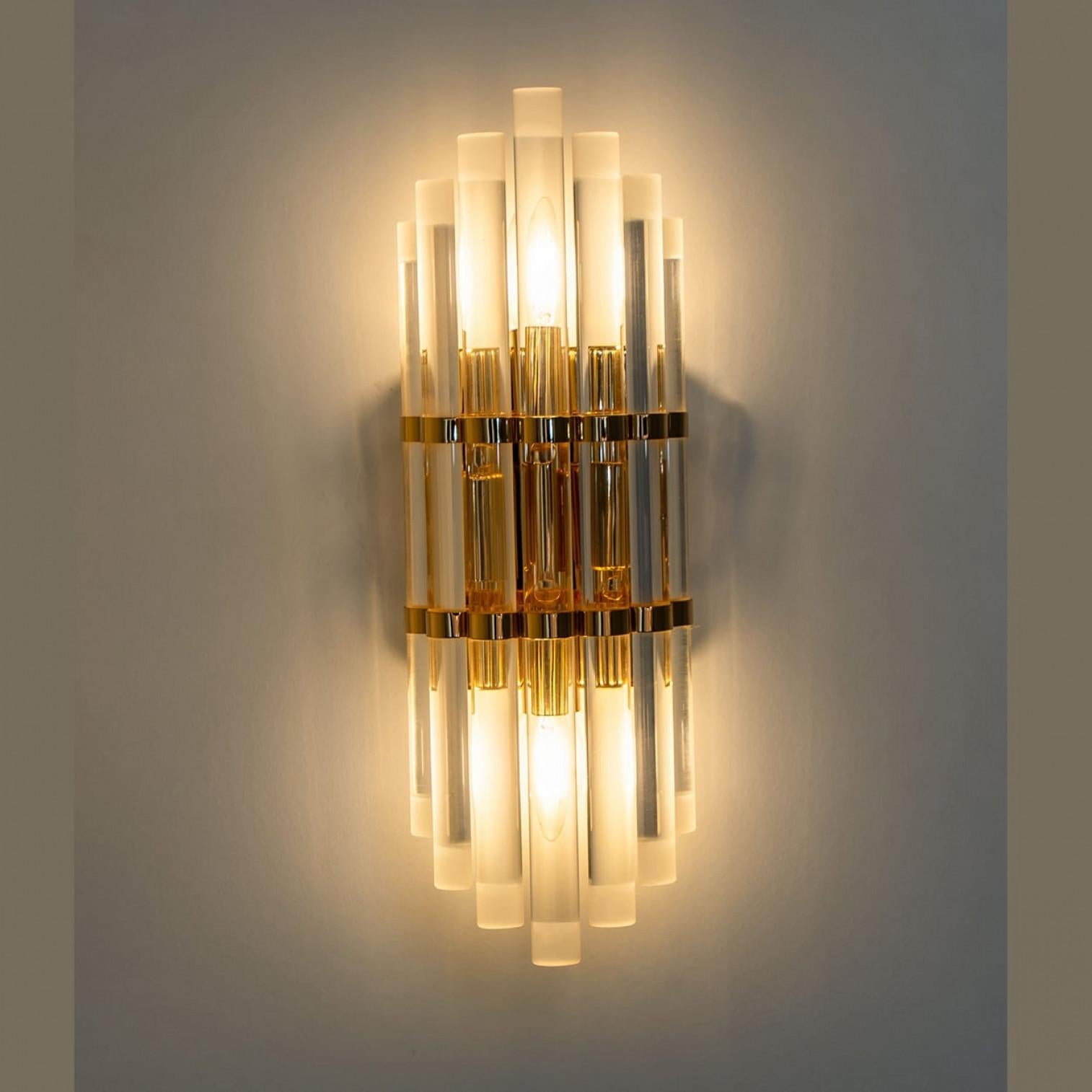 Coppia di sconsigliere in vetro di Murano e ottone dorato in stile Venini, anni '60 in vendita 6